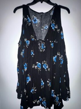 Kendall & Kylie Black Camisole with Blue Floral Print